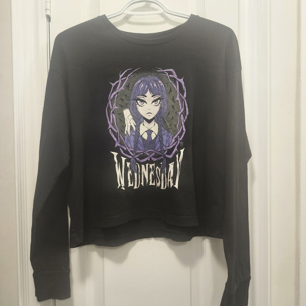 Wednesday Addams Crop  long sleeve T-shirt  Size M